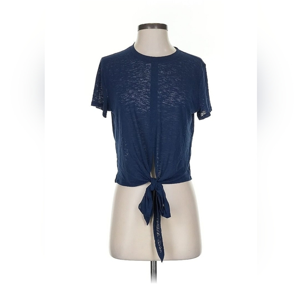Lululemon Athletica Cropped Navy Blue Tie-Front Top Sz 8